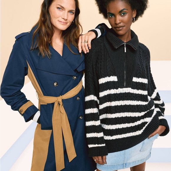 🔖 LA LIGNE x Target Women's Side Stripe Trench Coat Navy Tan - Picture 8 of 11